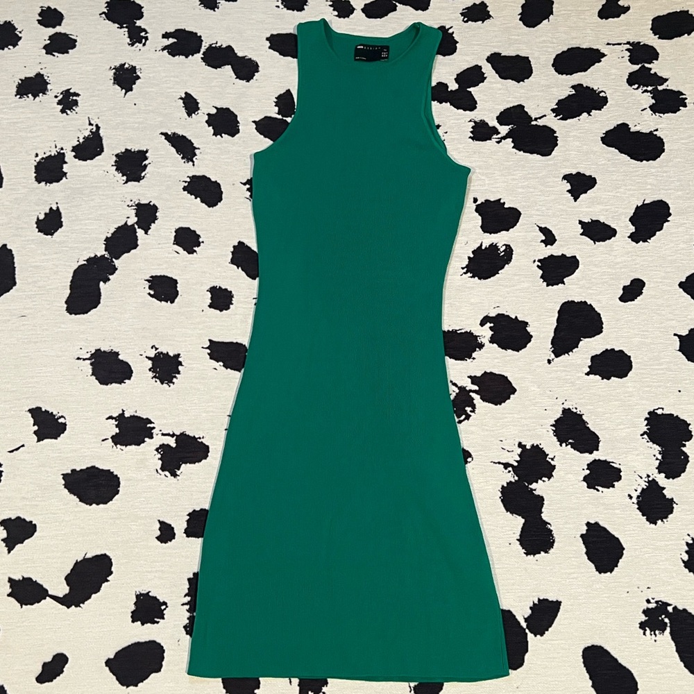 ASOS DESIGN Tall knitted racer mini dress in green size 6